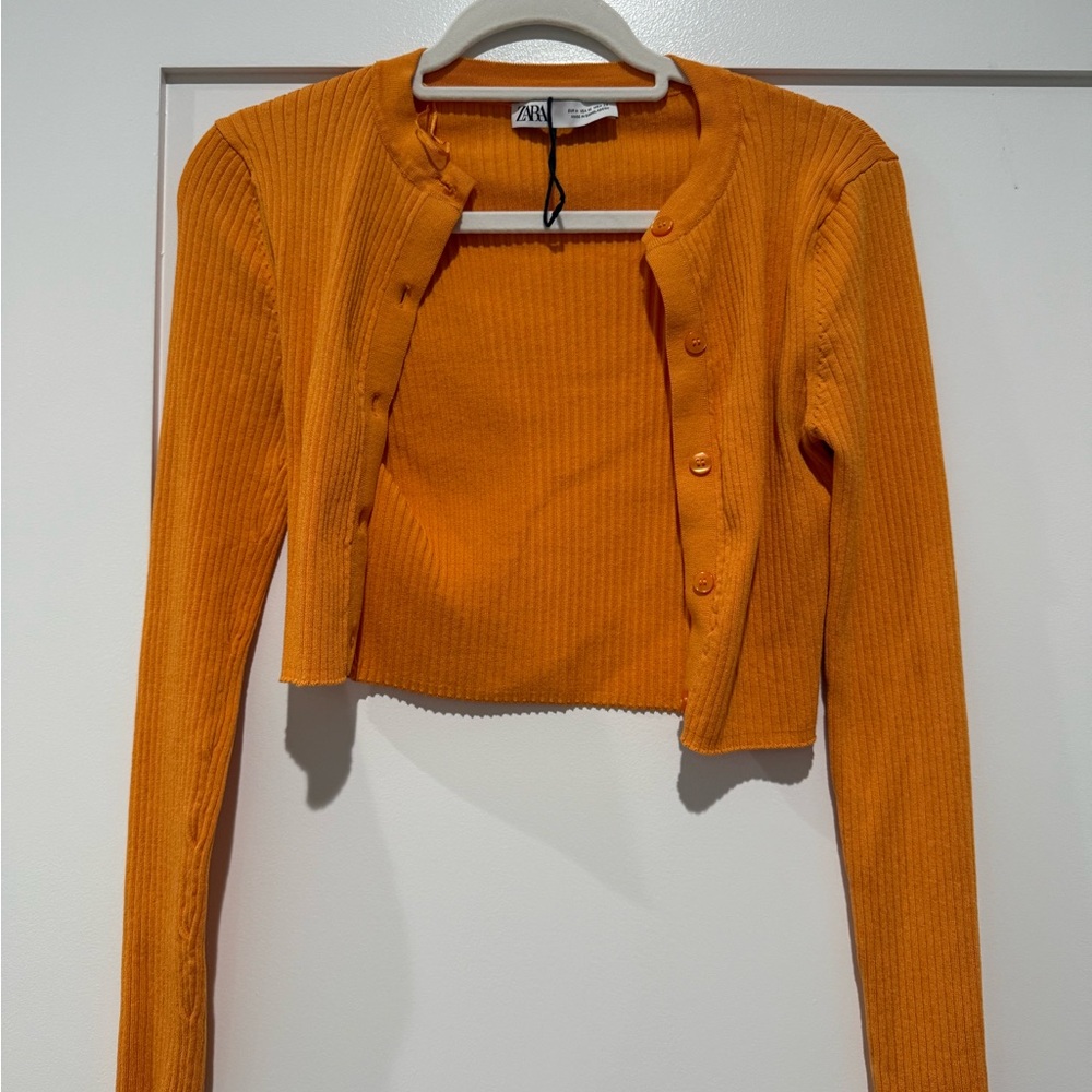 Zara Vibrant Orange Ribbed Crop Top